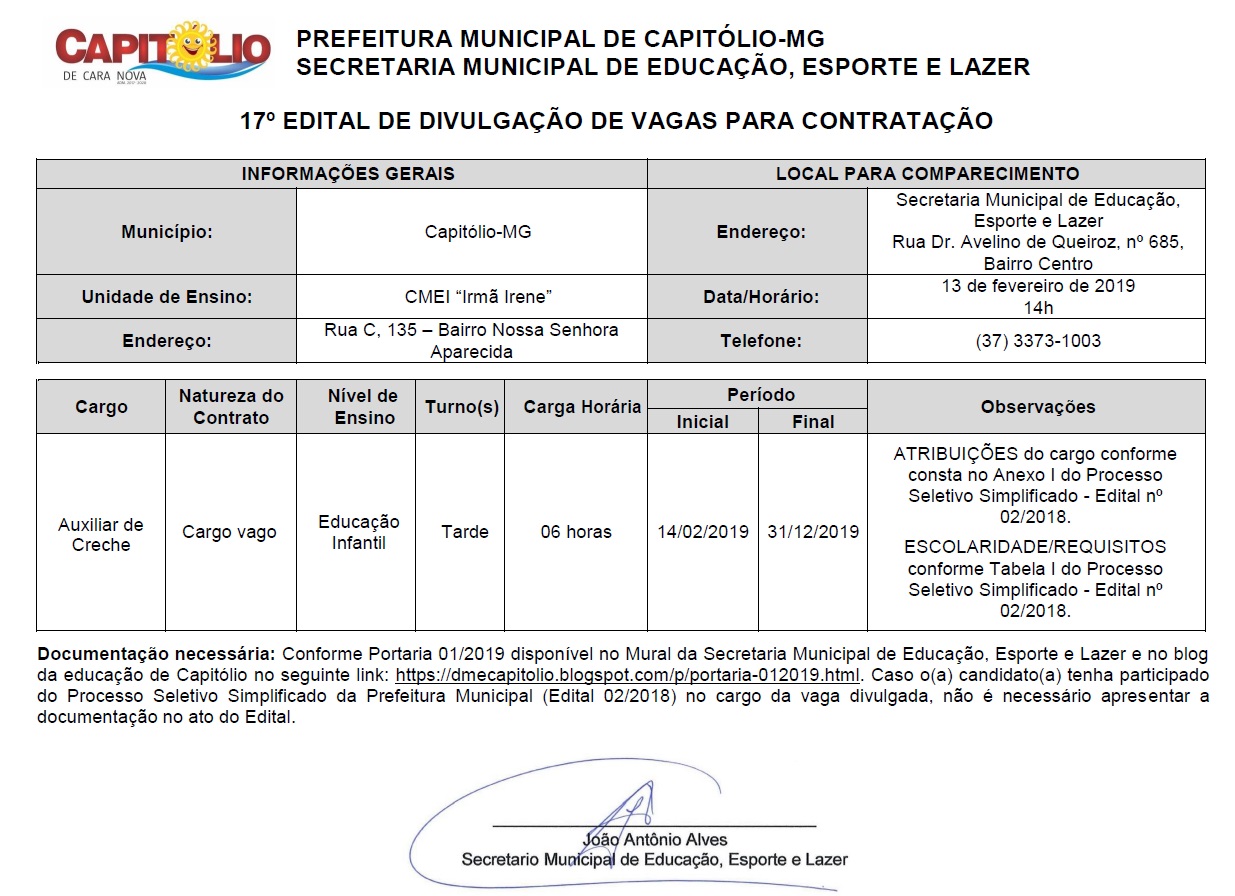 Edital 17_Auxiliar creche_CMEI