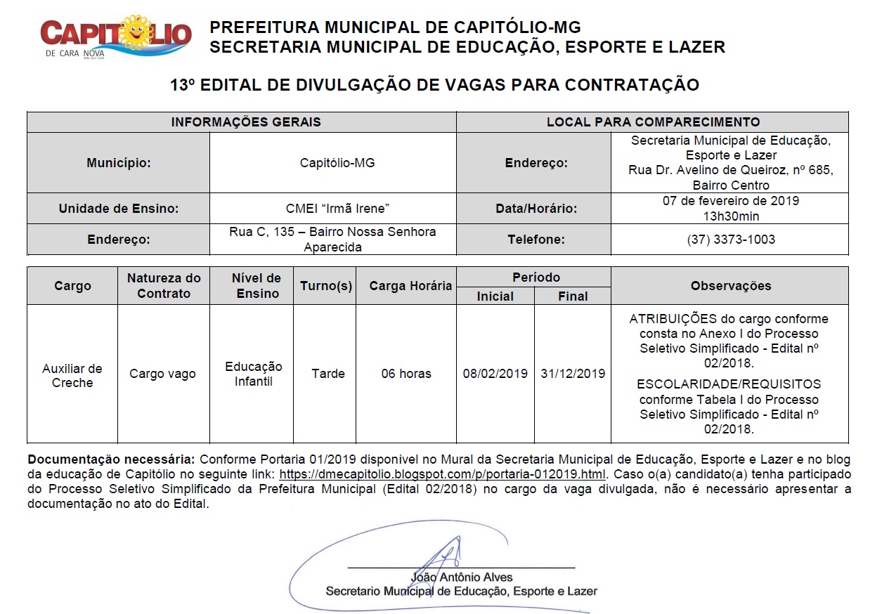 Edital 13_auxiliar creche CMEI